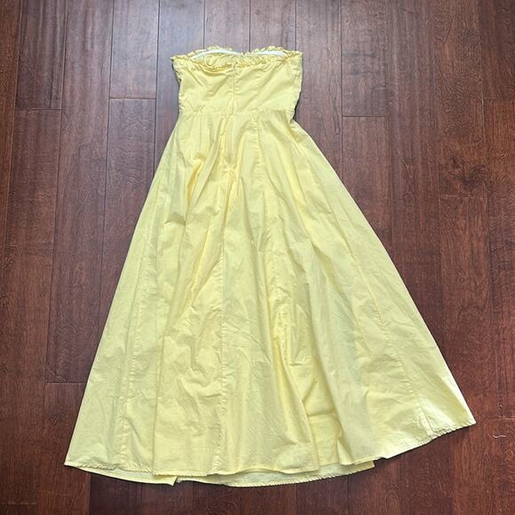 Commense Midi Bustier Strapless Yellow Dress with Front Slit, Size XS - Picture 11 of 16